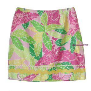 Lilly Pulitzer White Label Skirt Size 6 Giraffe Pink Yellow